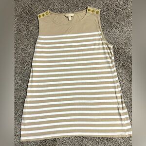 Banana Republic Striped Tank Top- Tan &White